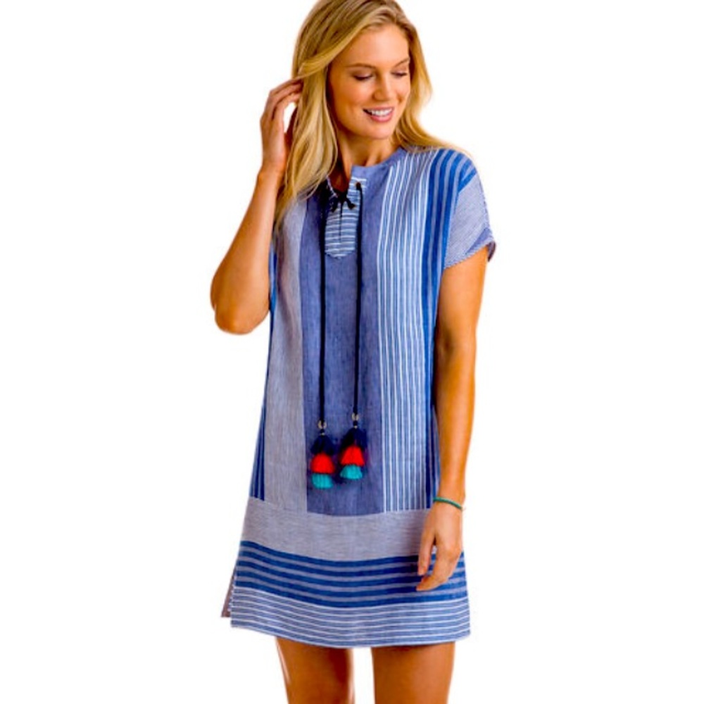 Vineyard Vines Stripe Mix Tassel Shift Dress 4